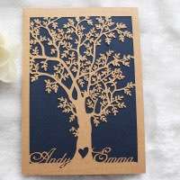 Laser Cut Invitation Card Customized Holiday Greeting Card Brown Paper 